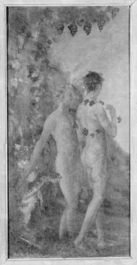 Arthur B. Davies (American, 1862-1928). <em>Bacchus and Ariadne</em>. Oil on canvas, 15 x 21 in. (38.1 x 53.3 cm). Brooklyn Museum, Bequest of Elma Loines, 85.120.3. © artist or artist's estate (Photo: Brooklyn Museum, 85.120.3_framed_bw.jpg)