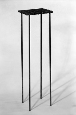 David Zelman. <em>Interlocking Occasional Table</em>, ca. 1985. Steel, 18 x 27 1/2 x 16 in. (45.7 x 69.9 x 40.6 cm). Brooklyn Museum, Gift of Norma Duell, 85.152.3. Creative Commons-BY (Photo: Brooklyn Museum, 85.152.3_bw_IMLS.jpg)