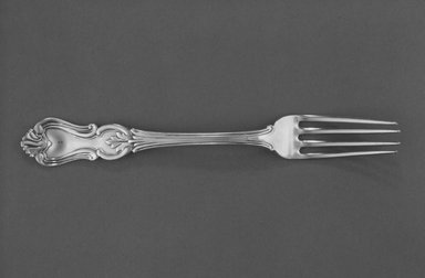 E. Benjamin & Co. (British, about 1820-1840). <em>Fork</em>, ca. 1855. Silver, 6 in. (15.2 cm). Brooklyn Museum, Gift of Robert J. Mehlman, 85.157. Creative Commons-BY (Photo: Brooklyn Museum, 85.157_bw.jpg)