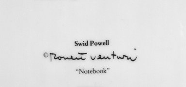 Robert Venturi (American, 1925–2018). <em>Luncheon Plate, from Four-Piece "Notebook" Setting</em>, ca. 1985. Porcelain, 7/8 × 9 1/8 × 9 1/8 in. (2.2 × 23.2 × 23.2 cm). Brooklyn Museum, Gift of Paul F. Walter, 85.158.12. Creative Commons-BY (Photo: , 85.158.11_85.158.12_85.158.13a-b_mark_cropped_bw.jpg)