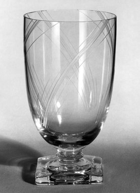 George Sakier (American, 1897-1988). <em>Glass, One of a Pair</em>, ca. 1930. Molded glass, height: 5 in. (12.7 cm). Brooklyn Museum, Gift of Paul F. Walter, 85.158.2. Creative Commons-BY (Photo: Brooklyn Museum, 85.158.2_print_bw_SL1.jpg)