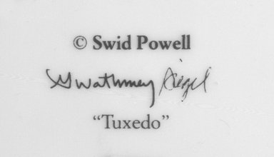 Gwathmey Siegel. <em>Luncheon Plate, from Four-Piece Setting, "Tuxedo,"</em> ca. 1985. Porcelain, 7/8 x 9 1/4 x 9 1/4 in. (2.2 x 23.5 x 23.5 cm). Brooklyn Museum, Gift of Paul F. Walter, 85.158.9. Creative Commons-BY (Photo: , 85.158.8_85.158.9_85.158.10a-b_mark_cropped_bw.jpg)