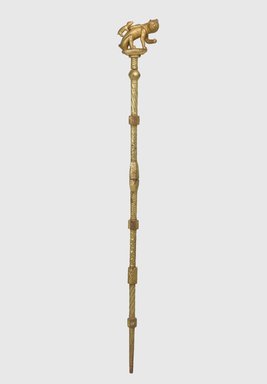 Fante. <em>Linguist (Okyeame) Staff</em>, 20th century. Wood, gold leaf, 62 3/4 x 7 x 3 9/16 in. (159.4 x 17.8 x 9 cm). Brooklyn Museum, Designated Purchase Fund and Carll H. de Silver Fund, 85.200.1a-d. Creative Commons-BY (Photo: Brooklyn Museum, 85.200.1a-d_PS1.jpg)