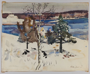 William Zorach (American, born Lithuania, 1887-1966). <em>White Christmas, Maine</em>. Watercolor on paper, 14 5/8 x 18 7/8 in. (37.1 x 47.9 cm). Brooklyn Museum, Gift of Basil Shanahan, 85.21.2. © artist or artist's estate (Photo: Brooklyn Museum, 85.21.2_PS20.jpg)