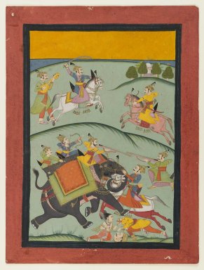 Indian. <em>Nata Ragini, page from a dispersed Ragamala series</em>, after 1800. Opaque watercolors and gold on paper, sheet: 12 1/4 x 9 1/4 in.  (31.1 x 23.5 cm). Brooklyn Museum, Gift of Mr. and Mrs. Robert L. Poster, 85.220.3 (Photo: Brooklyn Museum, 85.220.3_IMLS_PS4.jpg)