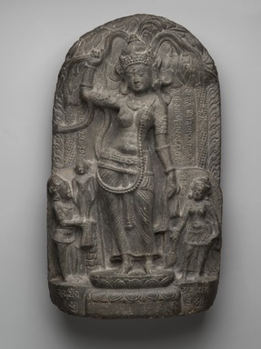  <em>Nativity Scene: The Birth of the Buddha</em>, 9th century. Gray schist, 15 1/2 x 9 x 4 1/8 in. (39.4 x 22.9 x 10.5 cm). Brooklyn Museum, Purchased with funds given by the Charles Bloom Foundation Inc. in memory of Charles and Mildred Bloom, 85.223.2. Creative Commons-BY (Photo: Brooklyn Museum, 85.223.2_PS2.jpg)