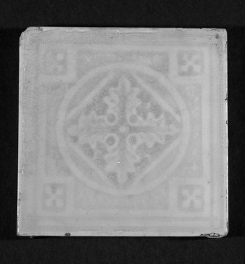 International Tile Company. <em>Tile</em>, 1882-1888. Earthenware, 4 1/2 × 4 1/2 × 1/2 in. (11.4 × 11.4 × 1.3 cm). Brooklyn Museum, Gift of Florence I. Barnes, 85.6.2. Creative Commons-BY (Photo: Brooklyn Museum, 85.6.2_bw.jpg)