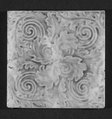 International Tile Company. <em>Tile</em>, 1882-1888. Earthenware, 1/2 x 4 1/2 x 4 1/2 in. (1.3 x 11.4 x 11.4 cm). Brooklyn Museum, Gift of Florence I. Barnes, 85.6.5. Creative Commons-BY (Photo: Brooklyn Museum, 85.6.5_bw.jpg)