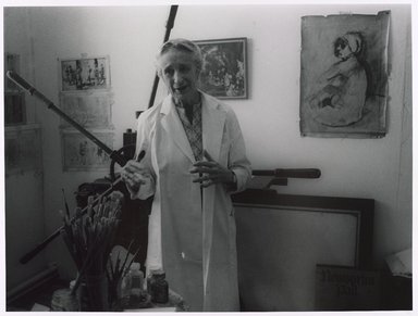 Lenore Seroka (American, born 1935). <em>Isabel Bishop</em>, 1979. Gelatin silver print, sheet: 11 x 14 in. (27.8 x 35.5 cm). Brooklyn Museum, Gift of the artist, 85.63.2. © artist or artist's estate (Photo: Brooklyn Museum, 85.63.2_PS9.jpg)
