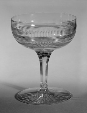 Dorflinger Glass Works. <em>Glass</em>, ca. 1900. Clear glass, 4 1/4 x 2 7/8 x 2 7/8 in. (10.8 x 7.3 x 7.3 cm). Brooklyn Museum, Gift of Kay Dorflinger Manchee, 85.7.2. Creative Commons-BY (Photo: Brooklyn Museum, 85.7.2_bw.jpg)