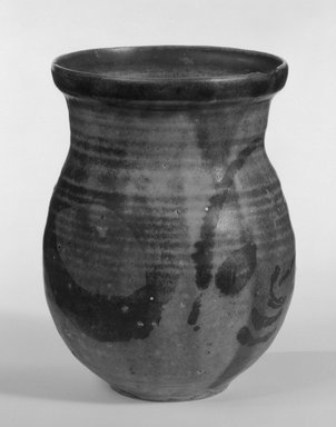 Fred Farr (American, 1914-1973). <em>Vase</em>, ca. 1955. Glazed earthenware, 6 x 4 1/2 x 4 1/2 in. (15.2 x 11.4 x 11.4 cm). Brooklyn Museum, Gift of Elizabeth McFadden, 85.8.3. Creative Commons-BY (Photo: Brooklyn Museum, 85.8.3_bw.jpg)