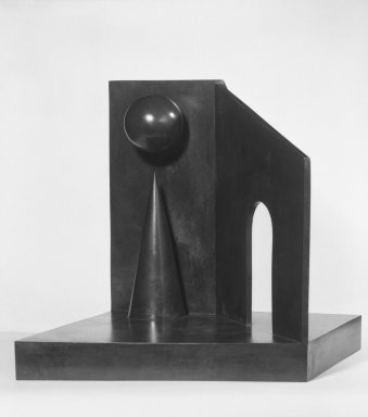 Herk van Tongeren (American, 1944-1987). <em>Teatro V</em>, 1984. Bronze, 13 7/8 x 12 3/4 x 13 11/16 in. (35.3 x 32.4 x 34.7 cm). Brooklyn Museum, Anonymous gift, 85.81.1. © artist or artist's estate (Photo: Brooklyn Museum, 85.81.1_view2_bw.jpg)
