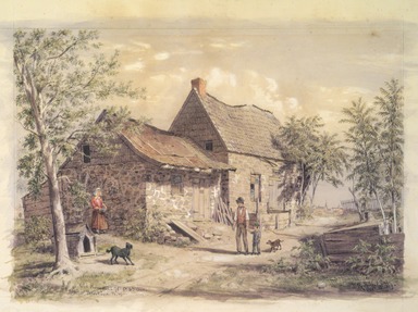 William Rickarby Miller (American, 1818–1893). <em>Old Homestead, View of Brooklyn</em>, 1869. Watercolor and graphite on paper, 13 9/16 x 16 9/16 in. (34.4 x 42.1 cm). Brooklyn Museum, Purchased with funds given by Mr. and Mrs. Leonard L. Milberg, 85.82.1 (Photo: Brooklyn Museum, 85.82.1.jpg)