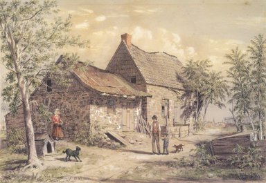 William Rickarby Miller (American, 1818-1893). <em>Old Homestead, View of Brooklyn</em>, 1869. Watercolor and graphite on paper, 13 9/16 x 16 9/16 in. (34.4 x 42.1 cm). Brooklyn Museum, Purchased with funds given by Mr. and Mrs. Leonard L. Milberg, 85.82.1 (Photo: Brooklyn Museum, 85.82.1_cropped.jpg)