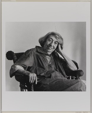 Bette Marshall (American, born 1939). <em>Lee Krasner</em>, 1983. Gelatin silver print, sheet: 19 3/4 × 16 in. (50.2 × 40.6 cm). Brooklyn Museum, Gift of the artist, 85.88. © artist or artist's estate (Photo: Brooklyn Museum, 85.88_PS20.jpg)