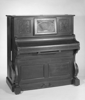 Smith & Co.. <em>Convertible Bed in Form of Upright Piano</em>, ca. 1885. Ebonized woods, metal, 55 1/2 x 54 3/4 x 27 in. (141 x 139.1 x 68.6 cm). Brooklyn Museum, Gift of Elinor Merrell, 86.176. Creative Commons-BY (Photo: Brooklyn Museum, 86.176_closed_bw.jpg)