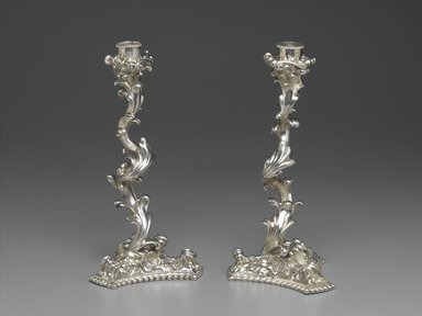 Gorham Manufacturing Company (1865–1961). <em>Candlestick, One of Pair</em>, ca. 1897. Silver, 10 1/2 x 5 x 5 in. (26.7 x 12.7 x 12.7 cm). Brooklyn Museum, H. Randolph Lever Fund, 86.181.1. Creative Commons-BY (Photo: , 86.181.1_86.181.2_PS2.jpg)