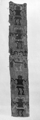 Paracas Necropolis. <em>Textile or Mantle Border Fragment</em>, 200-600 C.E. Camelid fiber, 39 3/4 x 6 1/2 in. (101 x 16.5 cm). Brooklyn Museum, Gift of the Ernest Erickson Foundation, Inc., 86.224.102. Creative Commons-BY (Photo: Brooklyn Museum, 86.224.102_bw_acetate.jpg)