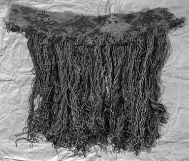 Paracas Necropolis. <em>Tunic Fragment</em>, 800 B.C.E.-C.E. 600. Cotton, camelid fiber, 19 11/16 x 18 7/8 in. (50 x 48 cm). Brooklyn Museum, Gift of the Ernest Erickson Foundation, Inc., 86.224.105. Creative Commons-BY (Photo: Brooklyn Museum, 86.224.105_bw.jpg)