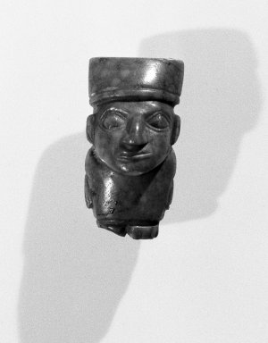 Wari. <em>Figurine</em>, 600-1000 C.E. Turquoise, 1 1/4 x 1/2 x 3/4 in. (3.2 x 1.3 x 1.9 cm). Brooklyn Museum, Gift of the Ernest Erickson Foundation, Inc., 86.224.106. Creative Commons-BY (Photo: Brooklyn Museum, 86.224.106_bw_acetate.jpg)