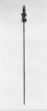 Chimú. <em>Pin</em>, 1100–1400. Silver, 9/16 x 1/2 x 10 3/4 in. (1.4 x 1.3 x 27.3 cm). Brooklyn Museum, Gift of the Ernest Erickson Foundation, Inc., 86.224.183. Creative Commons-BY (Photo: Brooklyn Museum, 86.224.183_bw_SL1.jpg)