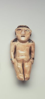 Nasca. <em>Figurine</em>, 300–700 C.E. Ivory, shell, stone, resin, pigment, turquoise, 3 x 1 1/8 x 3/4 in. (7.6 x 2.9 x 1.9 cm). Brooklyn Museum, Gift of the Ernest Erickson Foundation, Inc., 86.224.196. Creative Commons-BY (Photo: Brooklyn Museum, 86.224.196.jpg)