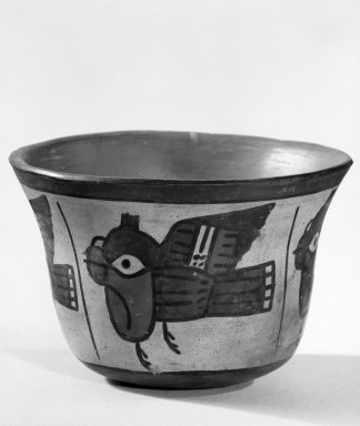 Nasca. <em>Bowl</em>, 200-700 C.E. Ceramic, pigment, 3 1/4 x 4 3/4 in. (8.3 x 12.1 cm). Brooklyn Museum, Gift of the Ernest Erickson Foundation, Inc., 86.224.56. Creative Commons-BY (Photo: Brooklyn Museum, 86.224.56_bw.jpg)