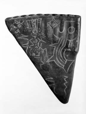 Nasca. <em>Panpipes</em>, 100-300 C.E. Ceramic, polychrome slip, 7 7/8 x 6 in. Brooklyn Museum, Gift of the Ernest Erickson Foundation, Inc., 86.224.83. Creative Commons-BY (Photo: Brooklyn Museum, 86.224.83_bw.jpg)