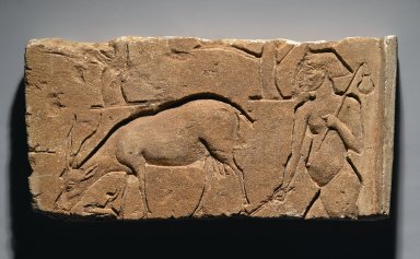  <em>Relief Representation of Goatherd with Goat and Trees</em>, ca. 1350–1333 B.C.E. Limestone, 8 1/4 x 16 3/4 x 2 1/2 in., 22.5 lb. (21 x 42.5 x 6.4 cm, 10.21kg). Brooklyn Museum, Gift of the Ernest Erickson Foundation, Inc., 86.226.30. Creative Commons-BY (Photo: Brooklyn Museum, 86.226.30_PS2.jpg)