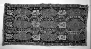  <em>Floral Carpet (Koula Dragon Carpet)</em>, 19th century. Wool, Ghiordes knot, New: 183 7/8 x 94 1/8 in. (467 x 239 cm). Brooklyn Museum, Gift of the Ernest Erickson Foundation, Inc., 86.227.103. Creative Commons-BY (Photo: Brooklyn Museum, 86.227.103a_overall_acetate_bw.jpg)