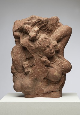  <em>Salabhanjika Group</em>, late 2nd century. Mottled red sandstone, 12 1/2 x 10 1/2 x 8 3/4 in. (31.8 x 26.7 x 22.2 cm). Brooklyn Museum, Gift of the Ernest Erickson Foundation, Inc., 86.227.159. Creative Commons-BY (Photo: Brooklyn Museum, 86.227.159_view01_PS11.jpg)