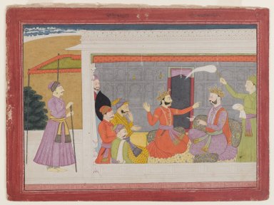 Indian. <em>Page from a Rukmini Haran Series</em>, ca. 1760-1800. Opaque watercolor on paper, sheet: 8 3/8 x 11 3/8 in.  (21.3 x 28.9 cm). Brooklyn Museum, Gift of the Ernest Erickson Foundation, Inc., 86.227.202 (Photo: Brooklyn Museum, 86.227.202_IMLS_PS4.jpg)