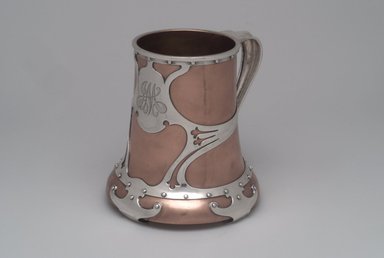 American. <em>Mug</em>, ca. 1900. Copper with applied silver, glass, 5 1/2 x 5 1/2 x 5 1/4 in. (14 x 14 x 13.3 cm). Brooklyn Museum, Gift of Mr. and Mrs. Jay Lewis, 86.242.2. Creative Commons-BY (Photo: Brooklyn Museum, 86.242.2.jpg)