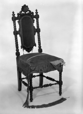 Alexander Roux (American, born France, 1813–1886 (active New York, 1836–1880)). <em>Side Chair</em>, ca. 1850. Rosewood, 40 3/4 x 17 1/4 x 18 in. (103.5 x 43.8 x 45.7 cm). Brooklyn Museum, Anonymous gift, 86.244.2. Creative Commons-BY (Photo: Brooklyn Museum, 86.244.2_bw_IMLS.jpg)