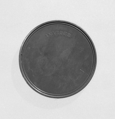 William Barber (American, born England, 1807–1879). <em>Medal with Personification of Agriculture</em>, ca. 1870. Bronze, 1 3/8 x 1 3/8 x 1/8 in. (3.5 x 3.5 x 0.3 cm). Brooklyn Museum, Gift of M. Christmann Zulli, 86.248.6. Creative Commons-BY (Photo: Brooklyn Museum, 86.248.6_side2_cropped_bw.jpg)