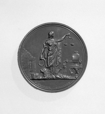 William Barber (American, born England, 1807–1879). <em>U. S. Mint Annual Assay Medal</em>, 1870. Bronze, 1 3/8 x 1 3/8 x 1/8 in. (3.5 x 3.5 x 0.3 cm). Brooklyn Museum, Gift of M. Christmann Zulli, 86.248.7. Creative Commons-BY (Photo: Brooklyn Museum, 86.248.7_side1_cropped_bw.jpg)