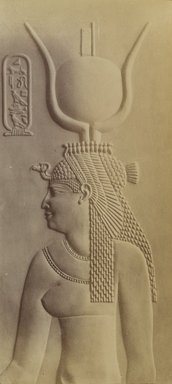 Antonio Beato (Italian and British, ca. 1825-ca.1903). <em>Cleopatra Denderah</em>, 19th century. Albumen silver photograph, image/sheet: 9 5/8 x 4 5/16 in. (24.4 x 11 cm). Brooklyn Museum, Gift of Alan Schlussel, 86.250.24 (Photo: Brooklyn Museum, 86.250.24_PS4.jpg)