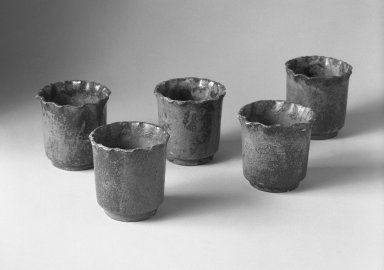 Kitaoji Rosanjin (Japanese, 1883-1959). <em>Side Dish, Kaiseki Tea Ceremony Meal, 1 from Set of 5</em>, 20th century. Nezumi (gray shino) ware, 3 1/4 x 3 1/4 in. (8.3 x 8.3 cm). Brooklyn Museum, Gift of Dr. and Mrs. John P. Lyden, 86.271.22. Creative Commons-BY (Photo: , 86.271.21-.25_bw.jpg)