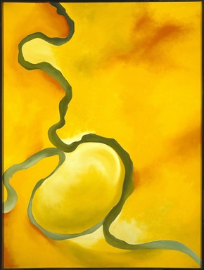 Georgia O'Keeffe (American, 1887-1986). <em>Green, Yellow and Orange</em>, 1960. Oil on canvas, 40 x 30 in. (101.6 x 76.2 cm). Brooklyn Museum, Bequest of Georgia O'Keeffe, 87.136.3. © artist or artist's estate (Photo: Brooklyn Museum, 87.136.3_SL1.jpg)