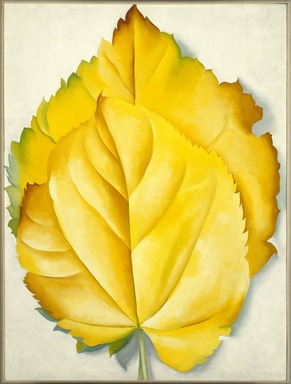 Georgia O'Keeffe (American, 1887-1986). <em>2 Yellow Leaves (Yellow Leaves)</em>, 1928. Oil on canvas, 40 x 30 1/8 in. (101.6 x 76.5 cm). Brooklyn Museum, Bequest of Georgia O'Keeffe, 87.136.6. © artist or artist's estate (Photo: Brooklyn Museum, 87.136.6_SL1.jpg)