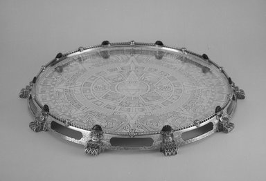 Tiffany & Company (American, founded 1853). <em>Tray or Waiter</em>, ca. 1893. Silver, agate, 2 x 21 x 21 x 21 in. (5.1 x 53.3 x 53.3 x 53.3 cm). Brooklyn Museum, Modernism Benefit Fund, 87.182. Creative Commons-BY (Photo: Brooklyn Museum, 87.182_view3_bw.jpg)