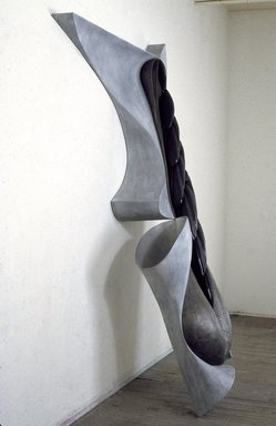 John Newman (American, born 1952). <em>Action at a Distance (Ghost Version)</em>, 1987. Aluminum and bronze with patina and lacquer, 108 x 62 x 32 in. (274.3 x 157.5 x 81.3 cm). Brooklyn Museum, Gift of the Contemporary Art Council, 87.196. © artist or artist's estate (Photo: Brooklyn Museum, 87.196_slide_SL3.jpg)