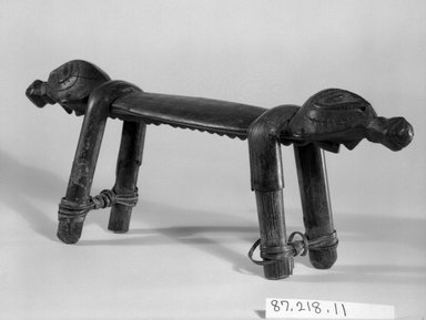  <em>Headrest</em>. Wood, bamboo, coir, 5 1/4 x 15 in. (13.3 x 38.1 cm). Brooklyn Museum, Gift of Marcia and John Friede and Mrs. Melville W. Hall, 87.218.11. Creative Commons-BY (Photo: Brooklyn Museum, 87.218.11_bw.jpg)