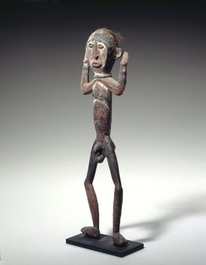  <em>Figure</em>. Wood, pigment, hair, 12 x 3 1/4 x 1 3/4 in. (30.5 x 8.3 x 4.4 cm). Brooklyn Museum, Gift of Marcia and John Friede and Mrs. Melville W. Hall, 87.218.49. Creative Commons-BY (Photo: Brooklyn Museum, 87.218.49_view2_SL4.jpg)