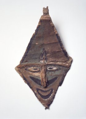 Malakula. <em>Mask</em>, late 19th century. Bamboo, trade cloth, vegetal-fiber paste, pigment, 15 x 9 1/4 x 2 1/2 in. (38.1 x 23.5 x 6.4 cm). Brooklyn Museum, Gift of Marcia and John Friede and Mrs. Melville W. Hall, 87.218.90. Creative Commons-BY (Photo: Brooklyn Museum, 87.218.90.jpg)