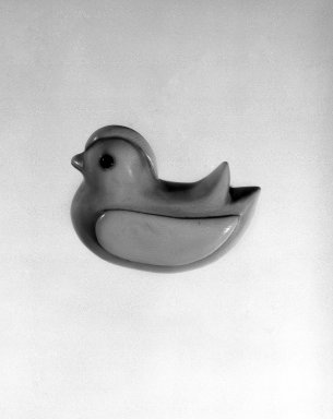 <em>Netsuke in Form of Mandarin Duck</em>, 20th century. Carved ivory with inlaid eyes, 1 1/4 x 1 1/2 in. (3.2 x 3.8 cm). Brooklyn Museum, Gift of Maybelle M. Dore, 87.228.9. Creative Commons-BY (Photo: Brooklyn Museum, 87.228.9_bw.jpg)