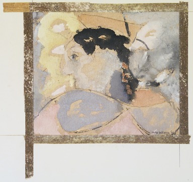 Max Weber (American, born Russia, 1881-1961). <em>Profile</em>, ca. 1940s. Watercolor and pencil image bordered by gilded tape on paper, Sheet: 7 1/4 x 8 1/2 in. (18.4 x 21.6 cm). Brooklyn Museum, Gift from collection Hannelore B. Schulhof, New York, 87.46.3 (Photo: Brooklyn Museum, 87.46.3_transpc001.jpg)
