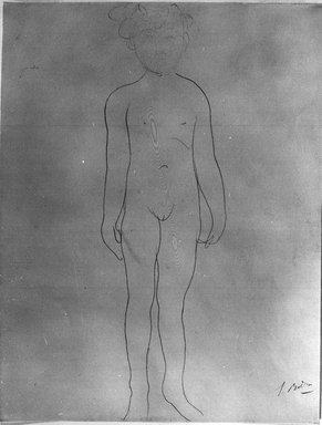 Auguste Rodin (French, 1840-1917). <em>Jean Simpson, Standing (Jean Simpson, debout)</em>, 1903. Pencil on wove paper, 12 13/16 x 9 13/16 in. (32.5 x 24.9 cm). Brooklyn Museum, Gift of the Iris and B. Gerald Cantor Foundation, 87.94.2 (Photo: Brooklyn Museum, 87.94.2_bw.jpg)