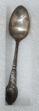 William Rogers & Son (1855-1898). <em>Spoon, "Hartford Pattern,"</em> patented September 23, 1879. Silver-plate, 5 1/2 x 1 1/4 x 7/8 in. (14 x 3.2 x 2.2 cm). Brooklyn Museum, Gift of Joseph V. Garry, 88.104.1. Creative Commons-BY (Photo: Brooklyn Museum, 88.104.1_installation_PS5.jpg)