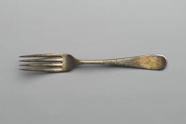 1847 Rogers Brothers. <em>Dinner Fork, Lorne Pattern</em>, ca. 1878. Silverplate, 7 1/2 x 15/16 x 7/8 in. (19.1 x 2.5 x 2.2 cm). Brooklyn Museum, Gift of Robert Tuggle, 88.112.8. Creative Commons-BY (Photo: Brooklyn Museum, 88.112.8_PS2.jpg)